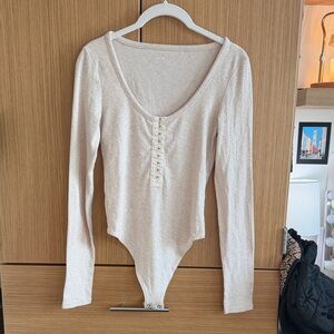 Aerie Soft Cream Long Sleeve Bodysuit